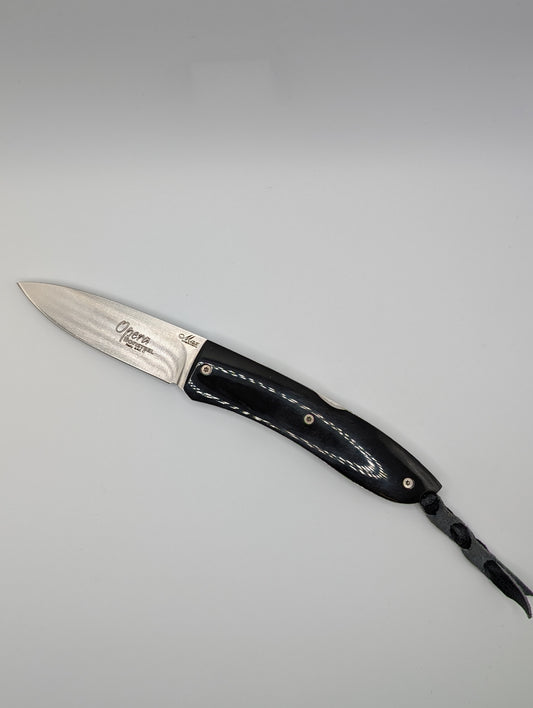 Lionsteel 8800D Opera Black Buffalo Horn Folding Knife Back Lock