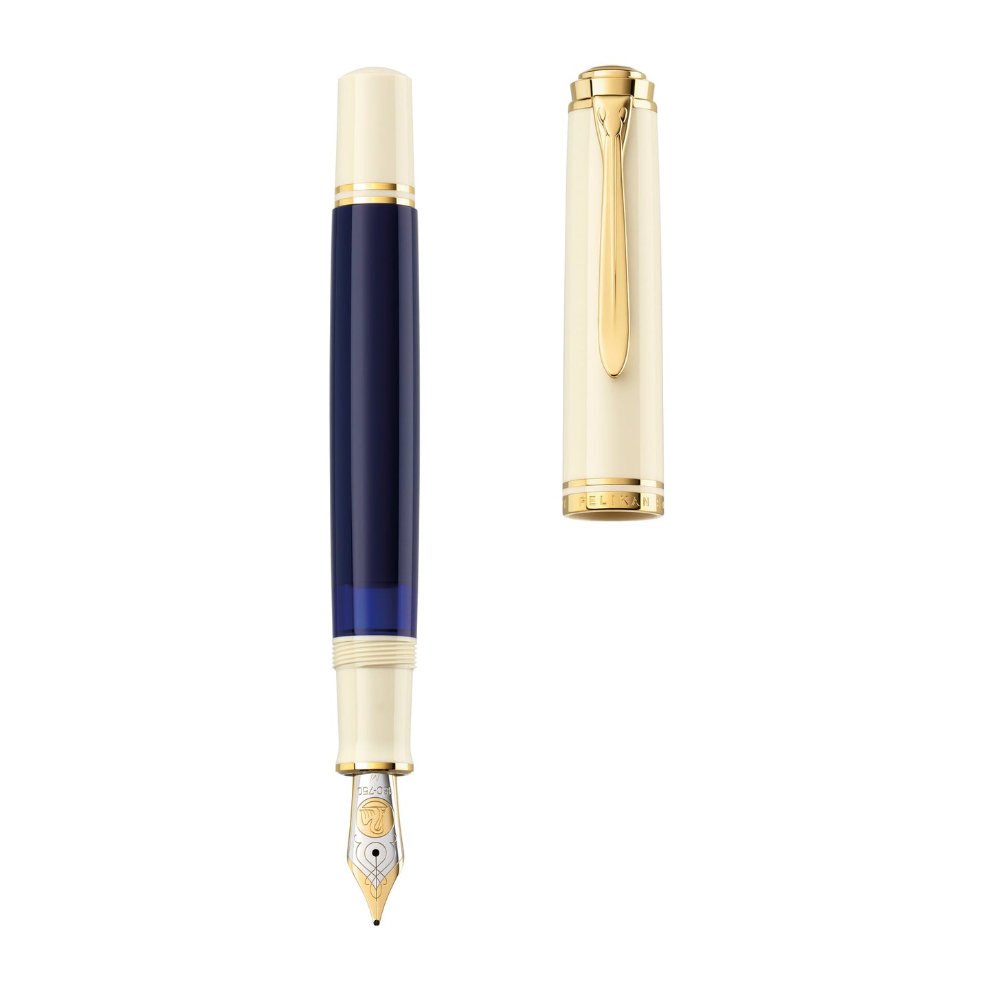 Pelikan M800 Cream Blue Fountain Pen 18k Gold Nib