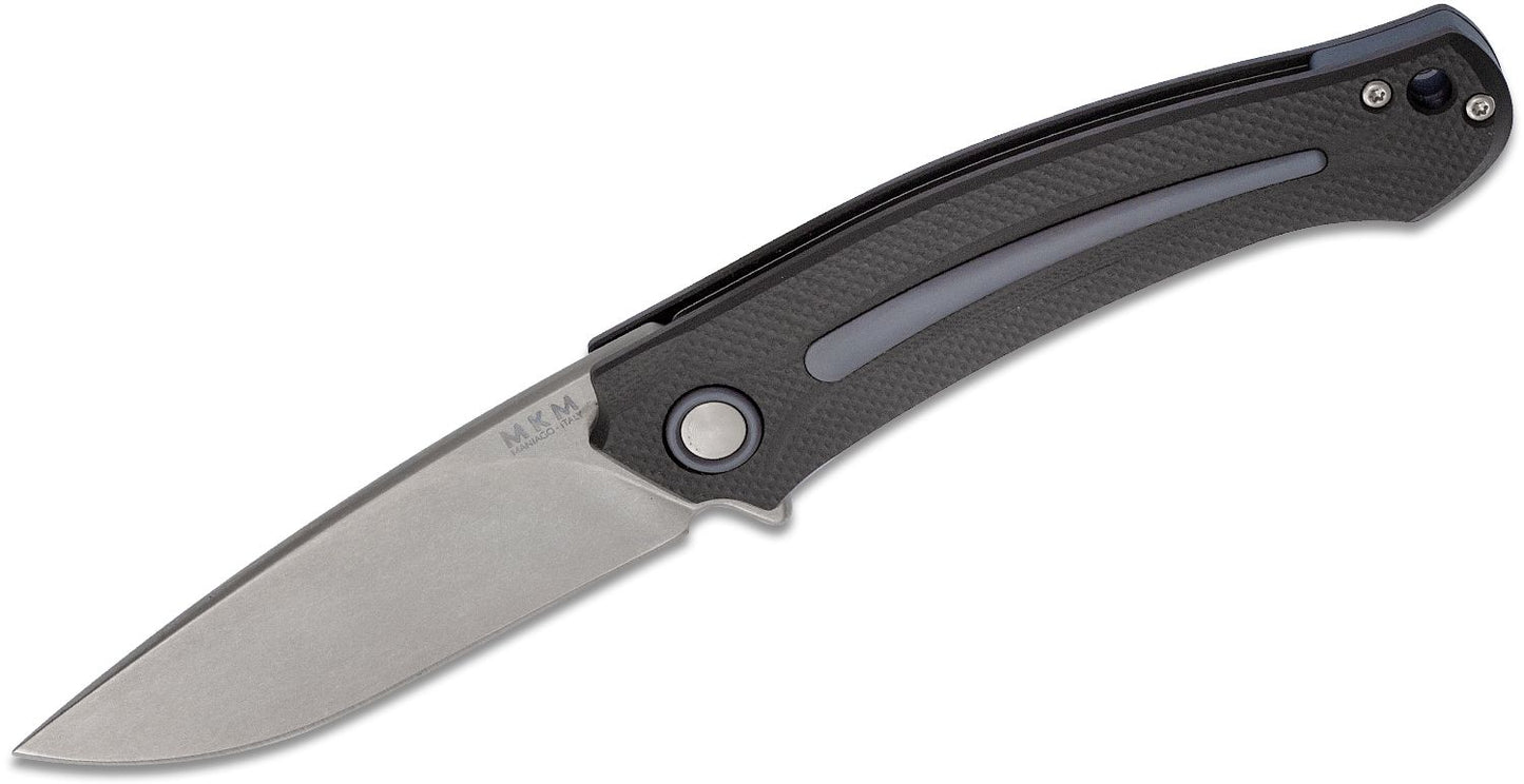 MKM Arvenis Black G10 with Grey Aluminum Inlays Liner Lock Folding Knife