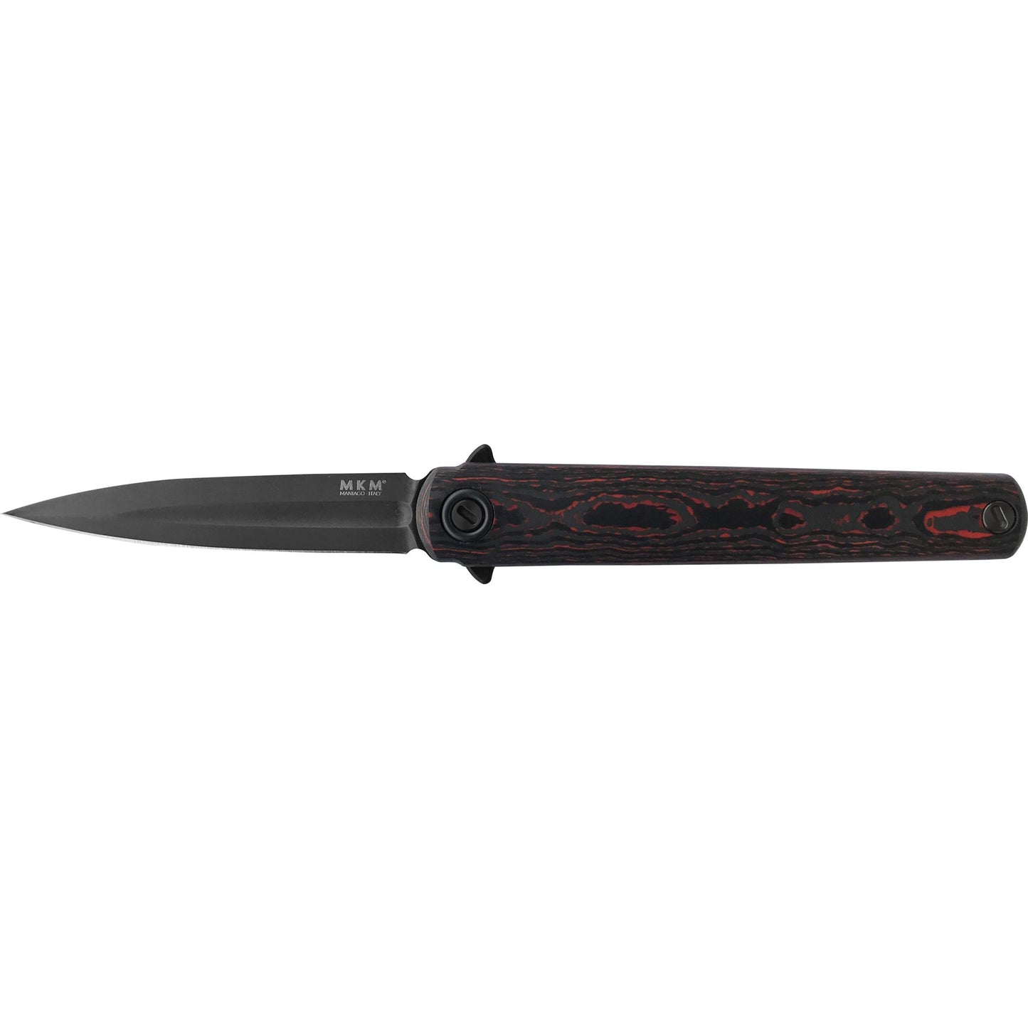 MKM Flame Red Lava Handle Dagger Blade Folding Knife