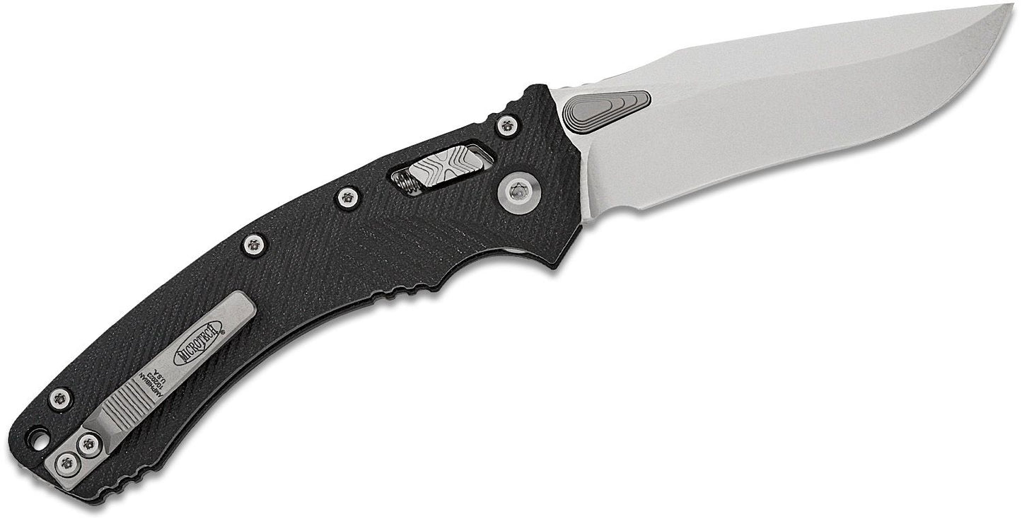 Microtech Amphibian Ram-Lok S/E Fluted G10 Black Stonewash Folding Knife