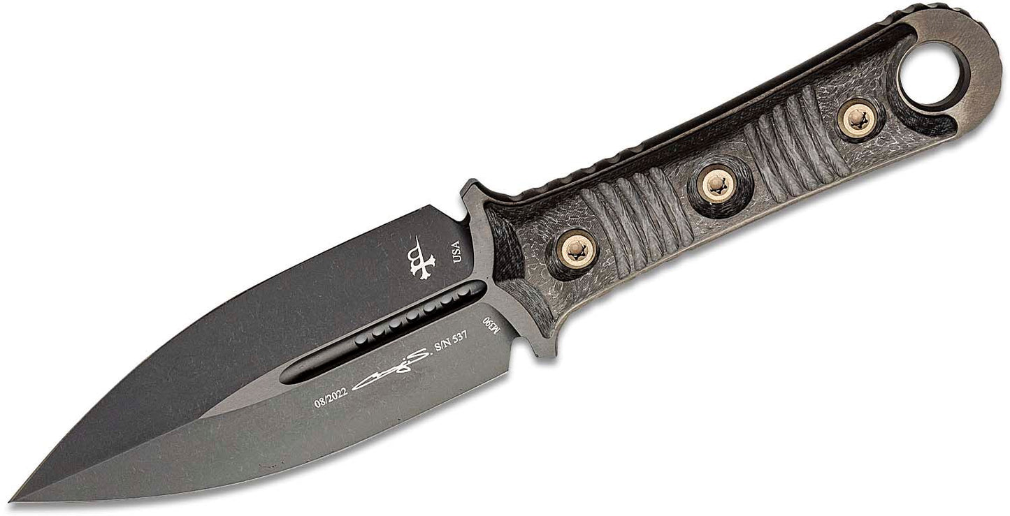 Microtech SBD Double Edge Carbon Fiber Handle DLC Standard Fixed Blade