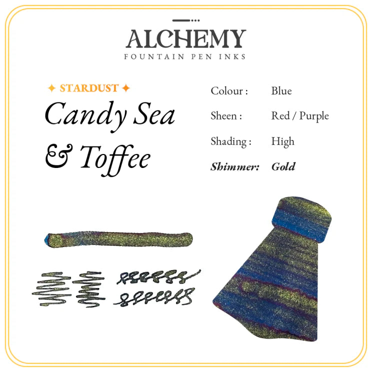 Endless Alchemy Candy Sea & Toffee Stardust Fountain Pen Ink in Rotating 45mL Bottle