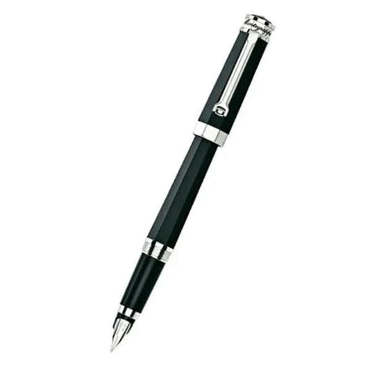 Montegrappa Nero Uno Black with Silver Trim Fountain Pen 18k Gold Medium Nib