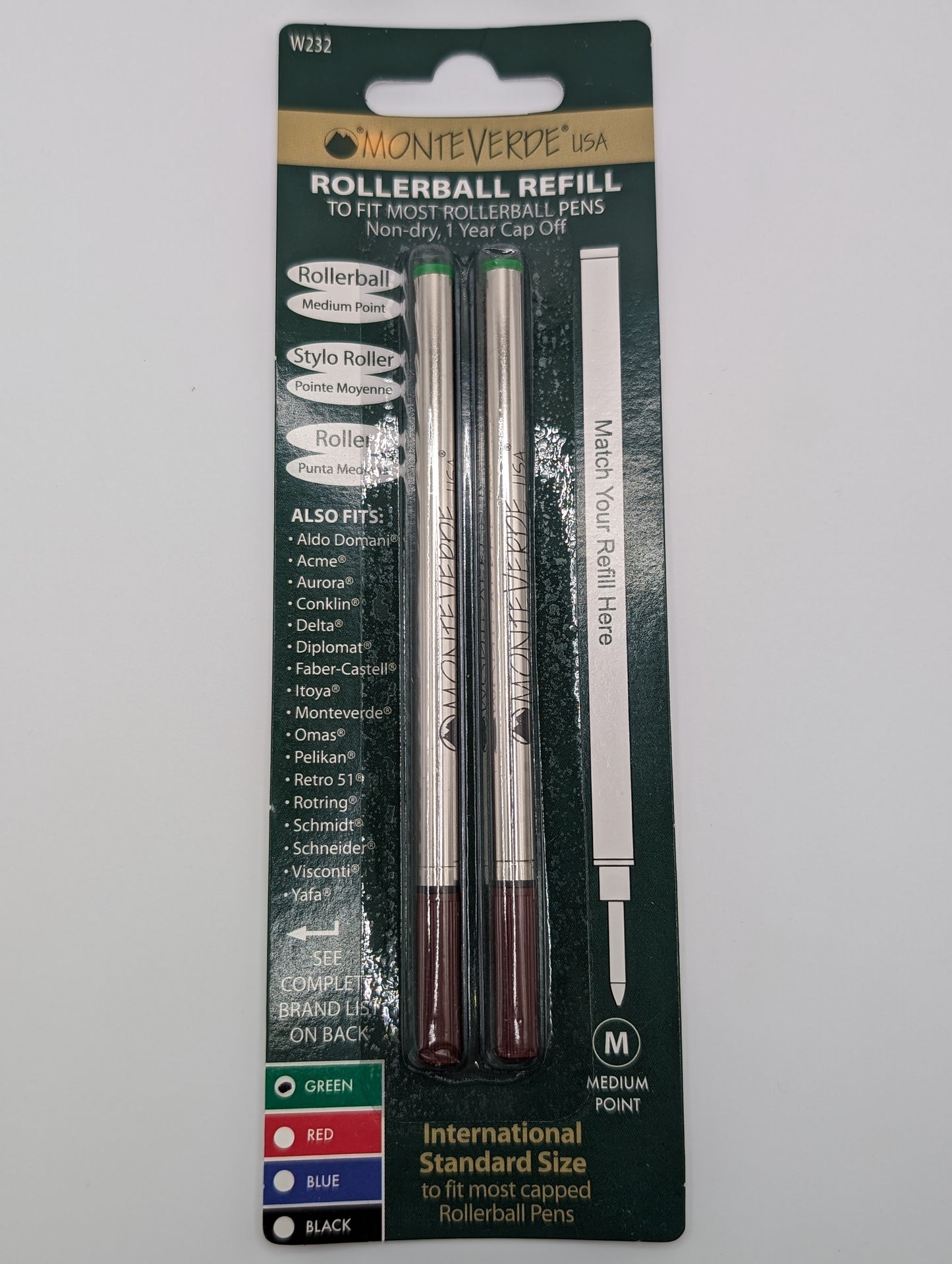 Monteverde Ceramic Rollerball Pen Refill 2pk