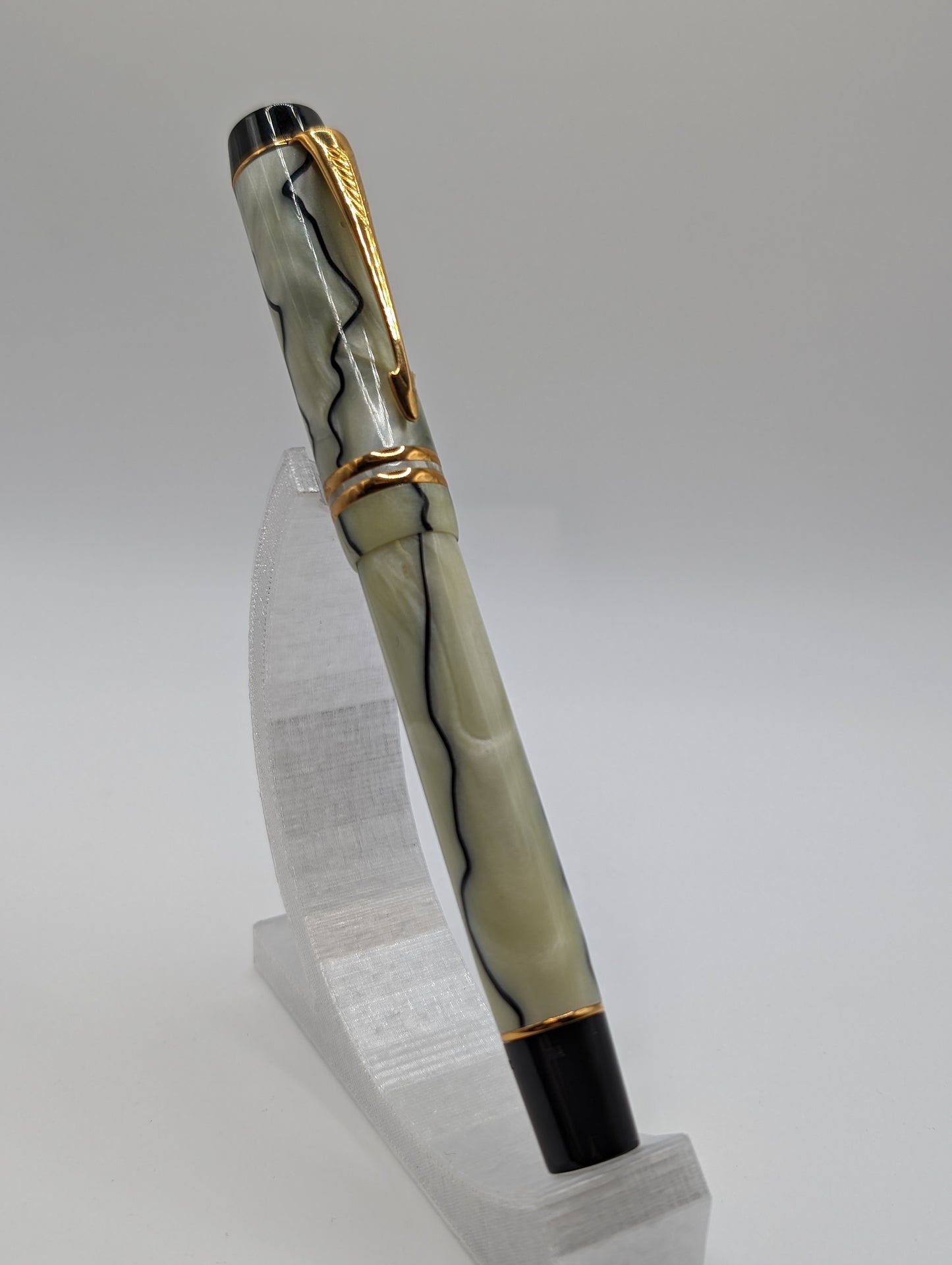 Parker Duofold Demi Pearl and Black w/ 23ct Gold Trim