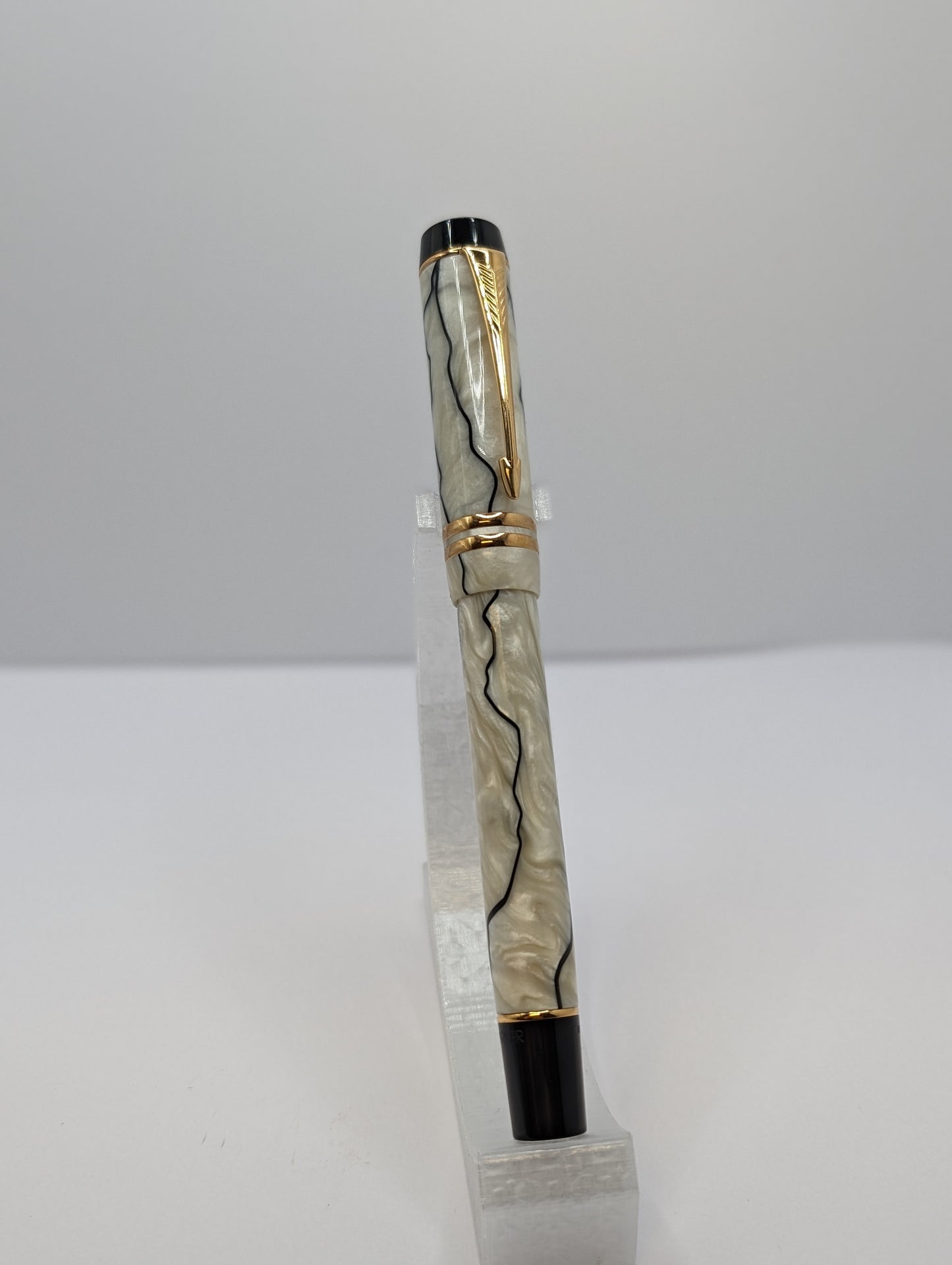 Parker Duofold Pearl and Black Ballpoint Pen