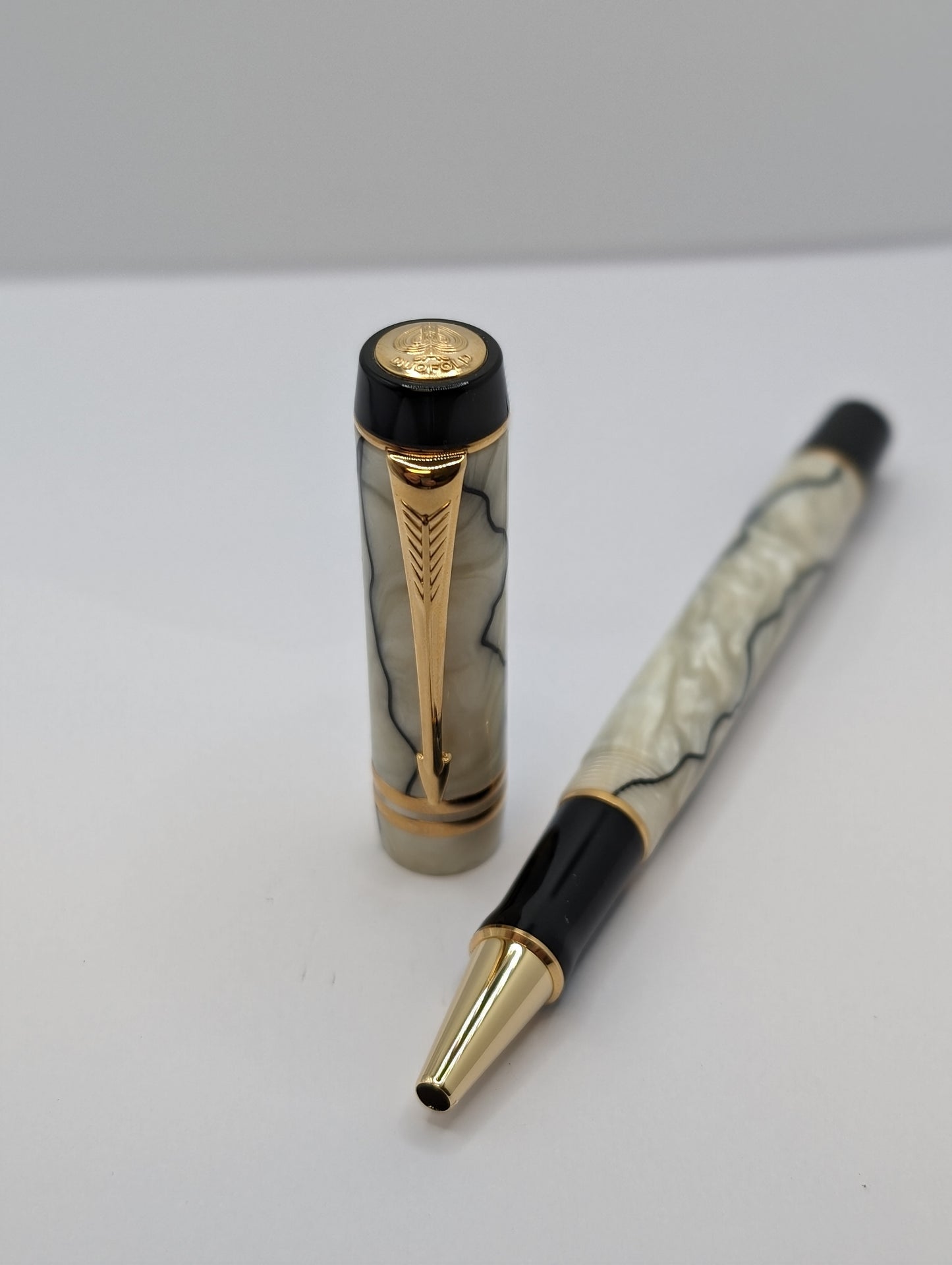 Parker Duofold Pearl and Black Ballpoint Pen