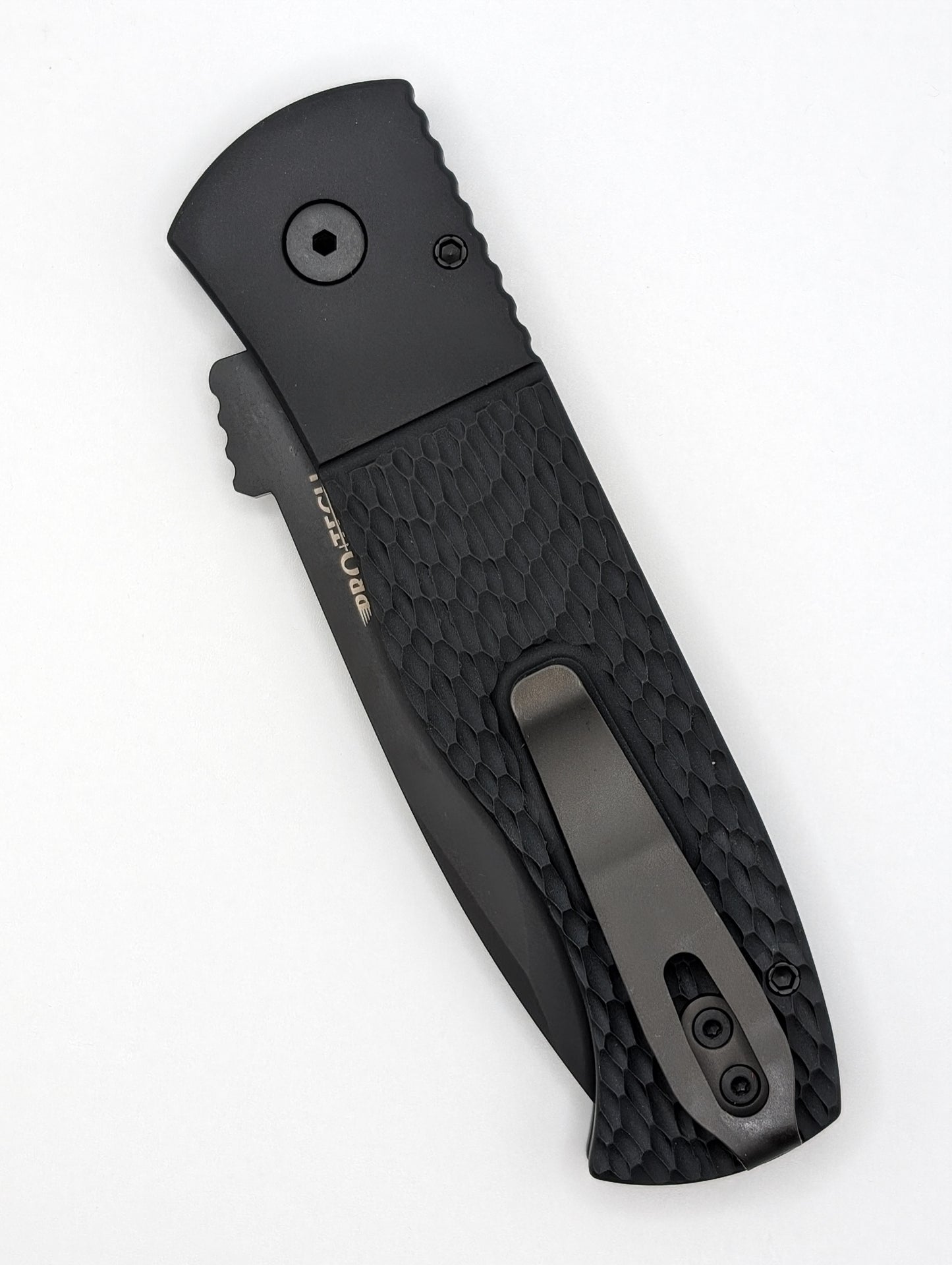 Protech Atlanta Blade Show 2024 Exclusive Emerson Left Handed Black Textured Blade DLC Black Blade Auto Folding Knife