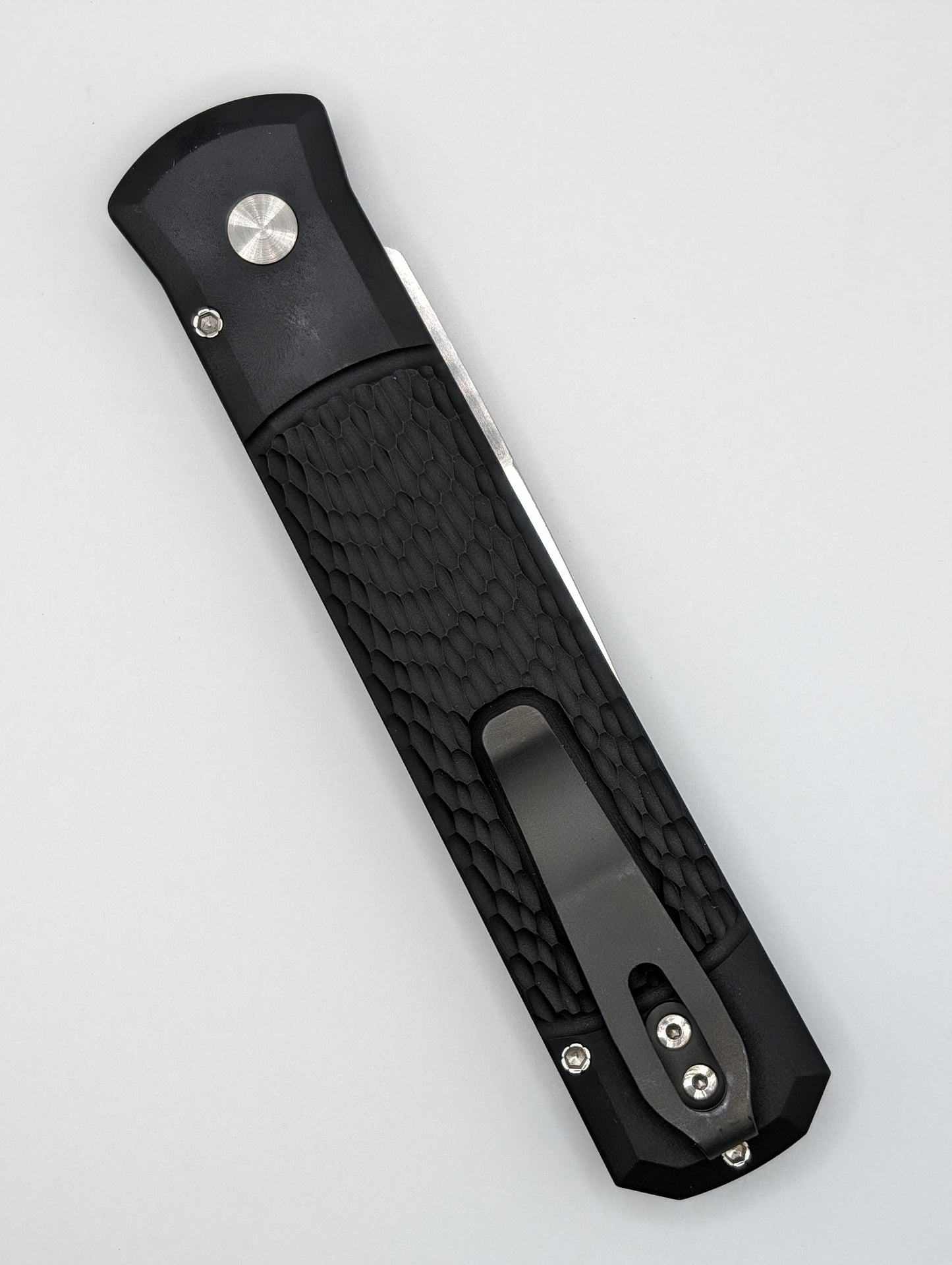 Protech Atlanta Blade Show 2024 Exclusive Godfather Black Jigged Handle Satin Blade Auto Folding Knife