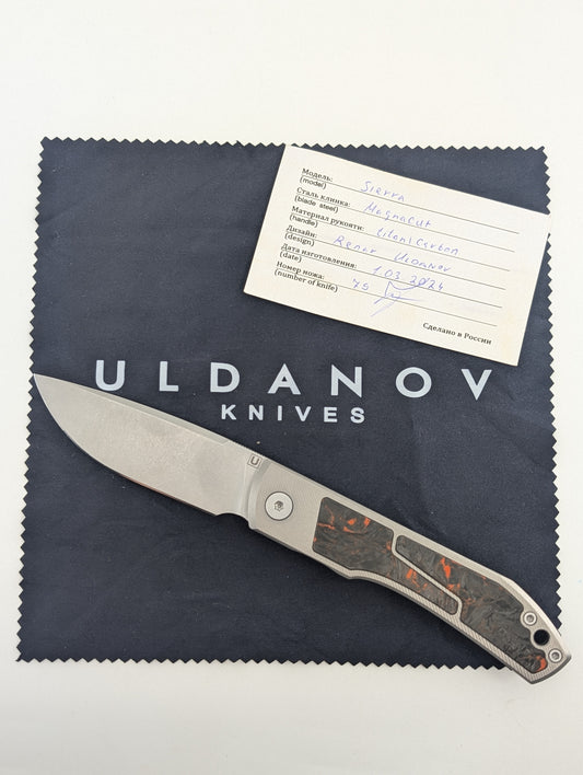 Uldanov Knives Sierra Titanium Handle Magnacut Blade Framelock Folding Knife