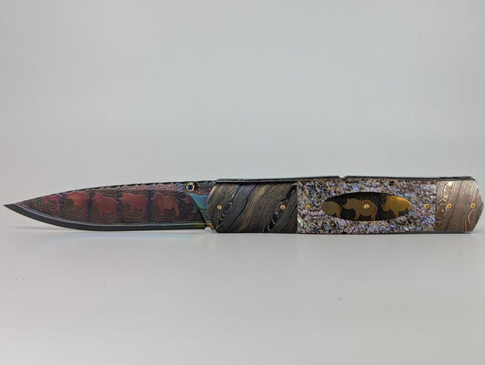 Johan Gustafsson Custom Rhino Abalone Folding Knife