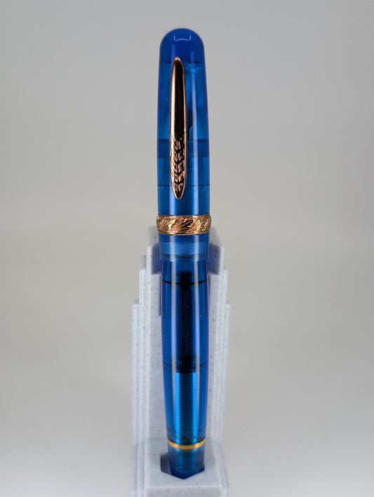 Stipula Etruria Rainbow Clear Blue Resin Fountain Pen 14k Gold Medium Nib