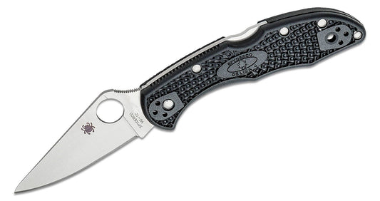 Spyderco Delica 4 Black Flat Ground Plainedge