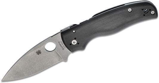 Spyderco Shaman Black G-10 Stonewashed  Plainedge  Folding Knife