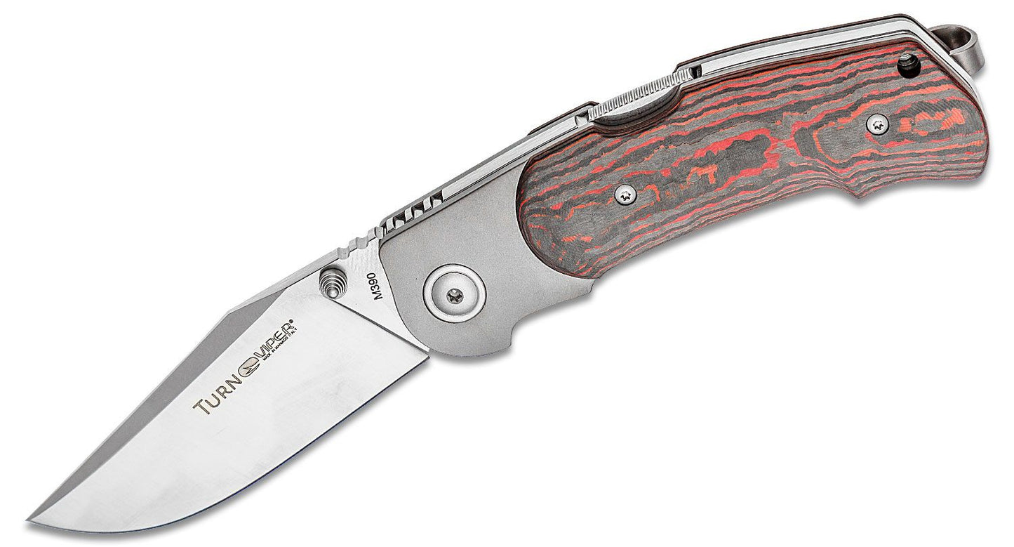 Viper Turn Red Lava Carbon Fiber Backlock Folding Knife