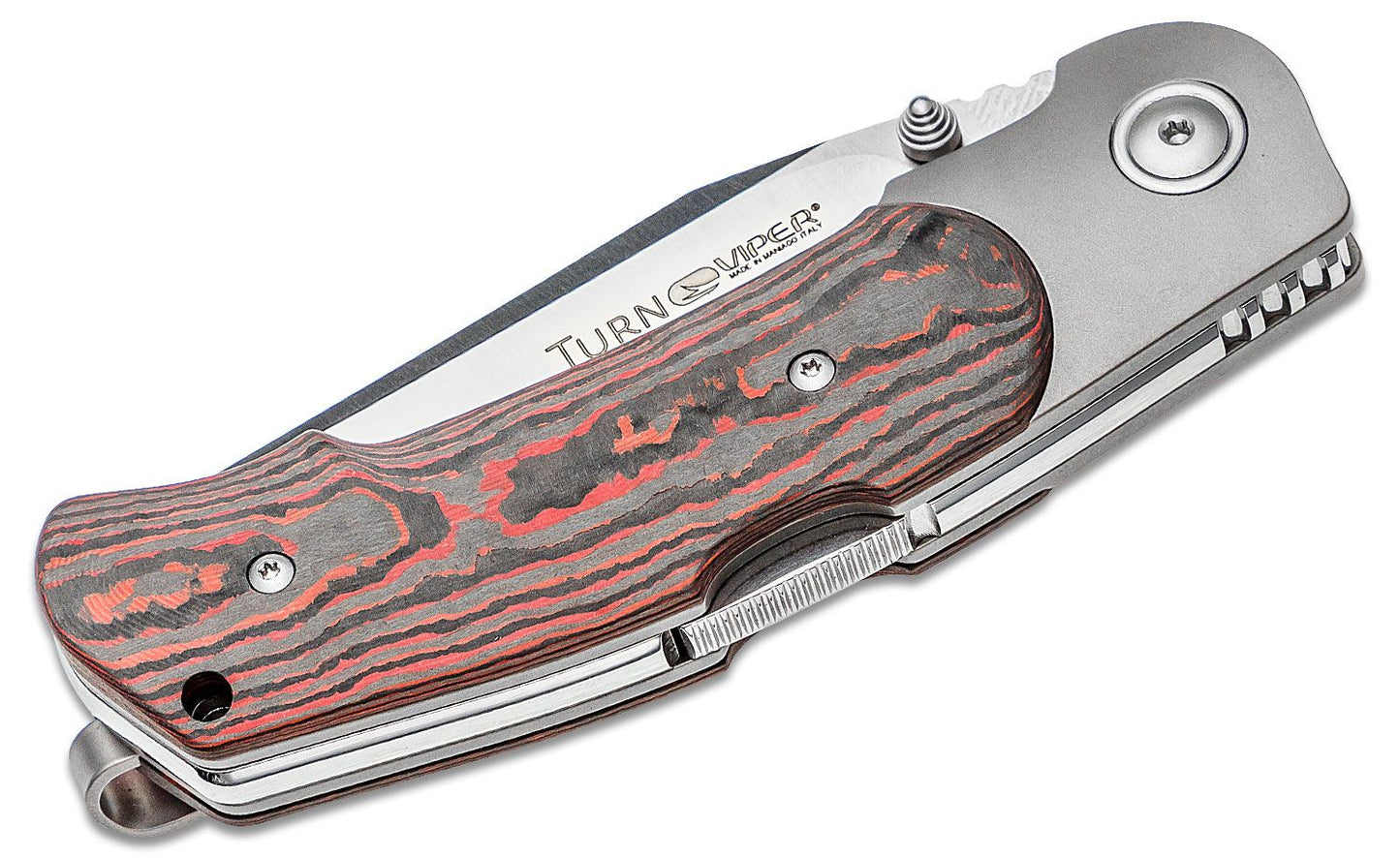 Viper Turn Red Lava Carbon Fiber Backlock Folding Knife