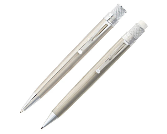 Retro 51 Tornado Stainless Rollerball and Mechanical Pencil Set