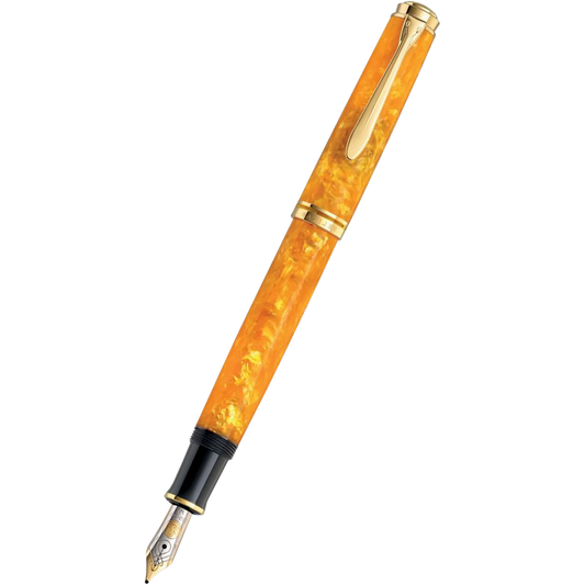 Pelikan M600 Vibrant Orange Fountain Pen 14c Gold Extra Fine Nib