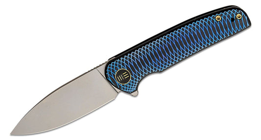 WE KNIFE Shakan Blue Satin Polish Titanium Handle Limited Edition Folding Knife