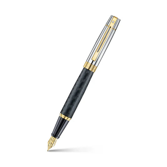 Sheaffer 300 Engraved Matte Black with PVD Gold Trims Fountain Pen