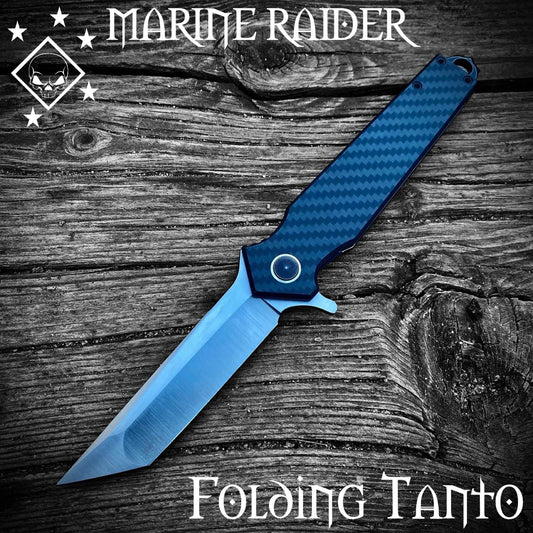 M3 Tactical Tech Marine Raider Tanto Flipper Carbon Fiber Folding Knife