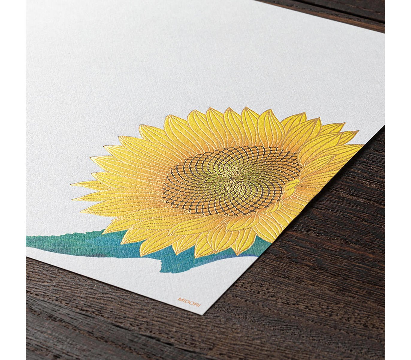 Midori Letter Pad 135 Foil-Stamping Sunflower