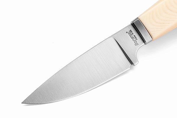 LionSTEEL WILLY Compact EDC Fixed Blade Knife, Solid Handle Construction, Titanium Guard, M390 Steel Blade, Made in Italy (White Micarta)