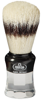 Omega Black/Clear Pure Bristle Boar Shaving Brush w/ Stand 25